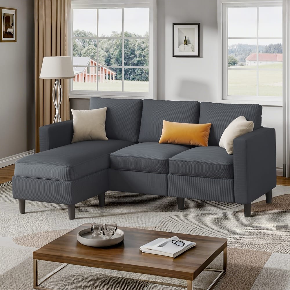 Futzca 74" Convertible Sectional Sofa Couch, Small L-Shaped Sofa