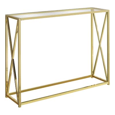 42" Minimalist Glass and Gold Console Table for Living Room Modern Accent Furniture Piece - 42.25”L x 12”W x 32.25”H