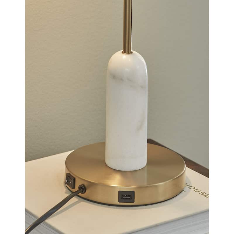 Signature Design by Ashley Rowleigh Gold/White Desk Lamp - 16" W x 6.75" D x 20.63" H