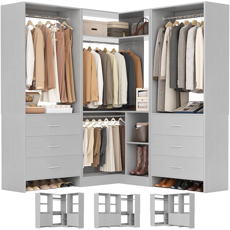 Cimly Set of 3 Freestanding Corner Closet System, Space-saving Closet Organizer for Walk-in/ Reach-in Closet