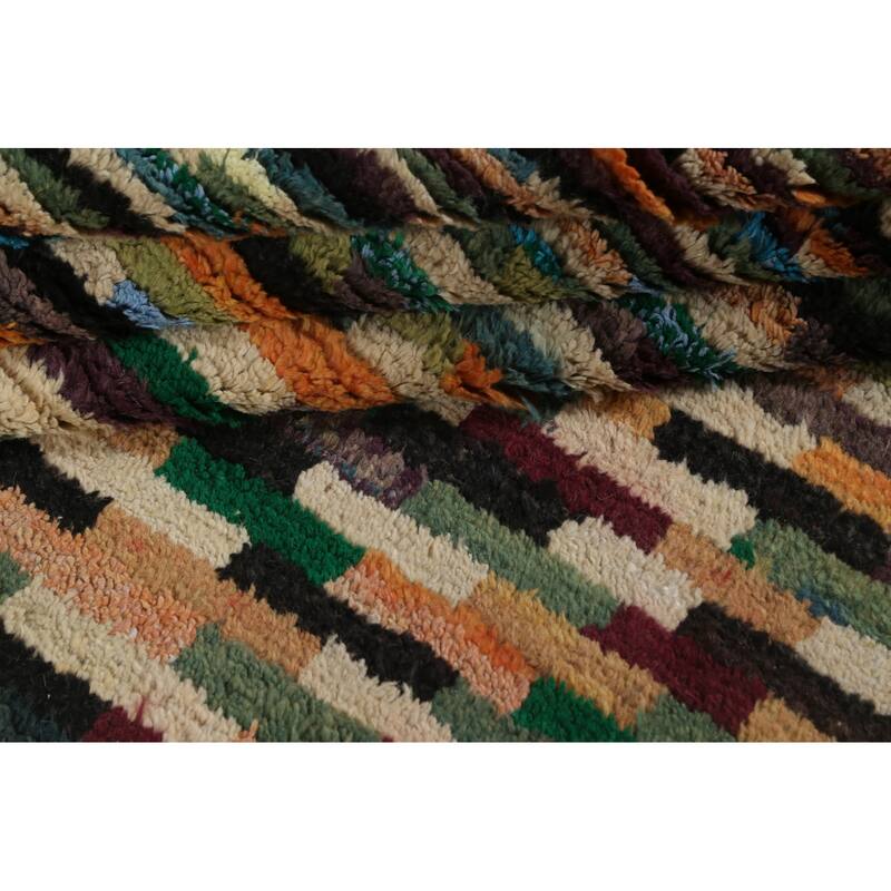 Checkered Moroccan Oriental Wool Area Rug Handmade Living Room Carpet - 10'1" x 14'6"