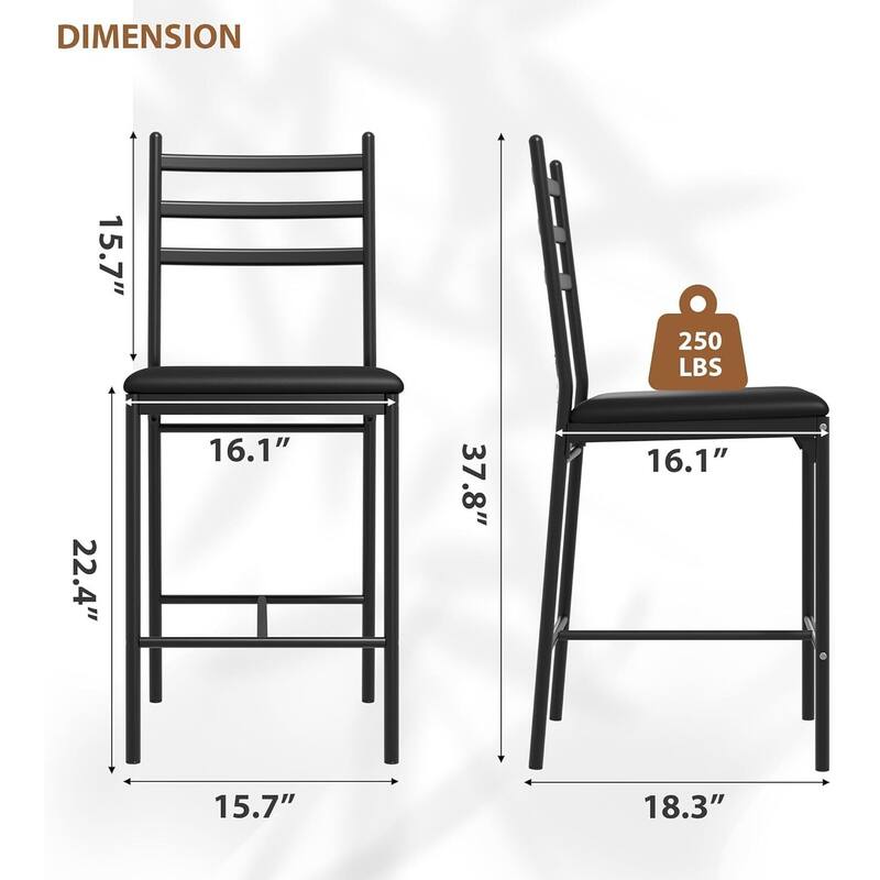 Faux Leather Upholstered 22 Inch Counter Height Barstools Set of 2