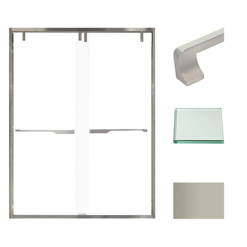 Transolid EBPT608010C-J 80" High x 60" Wide Bypass Frameless Shower - Brushed Nickel