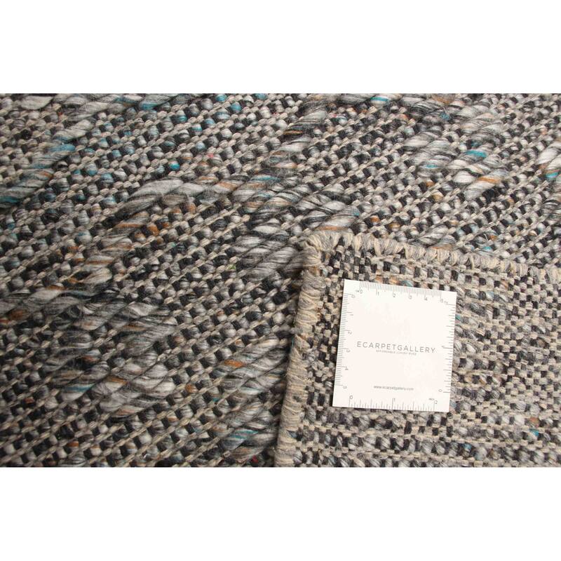 ECARPETGALLERY Braid weave Sienna Grey Wool Rug - 5'3 x 7'6