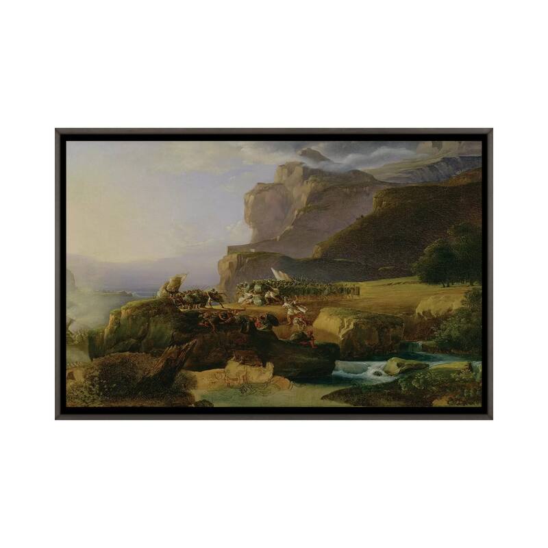 iCanvas "Battle of Thermopylae in 480 BC, 1823 " by Massimo Taparelli d' Azeglio Framed - Charcoal - 32x48