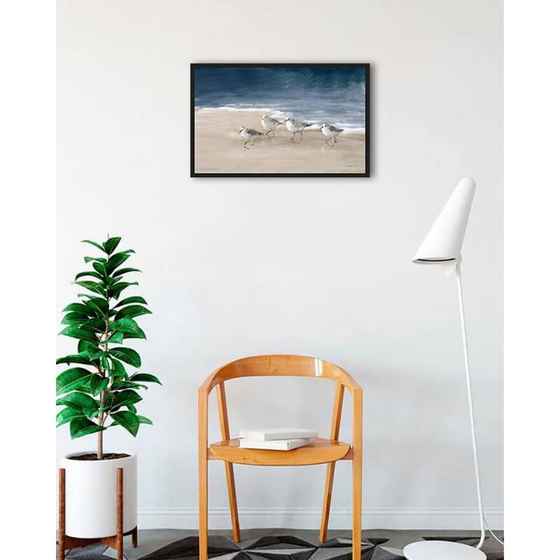 Shore Birds On Sand I Framed Poster - 18 x 24 Inch - Black