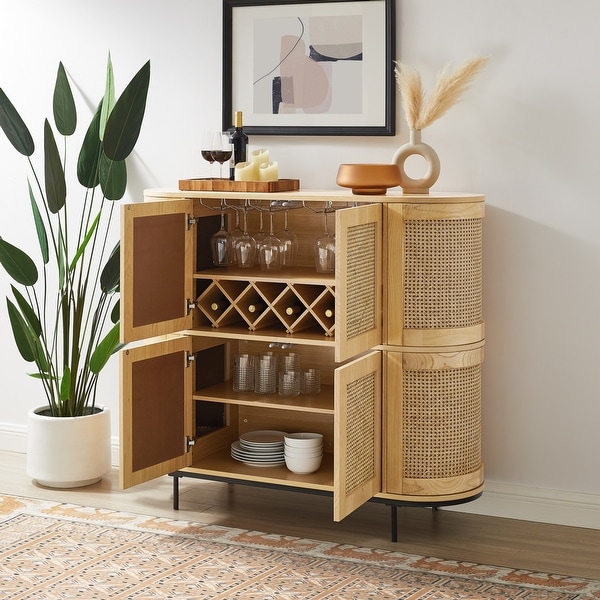 Bar cabinet with online door storage