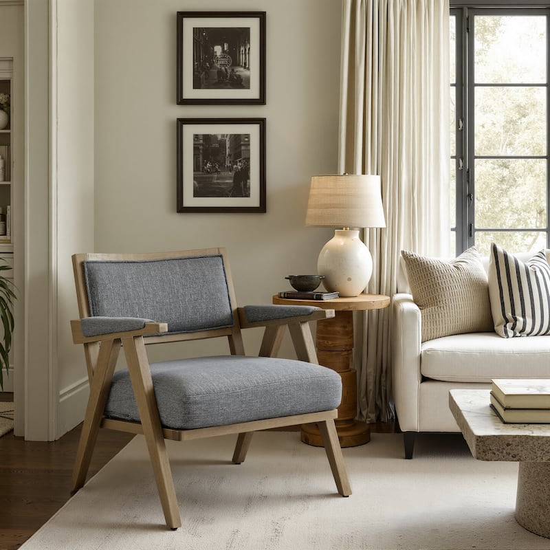 Timeless Tradition Meets Modern Comfortable Fabric Accent Chair - Gray