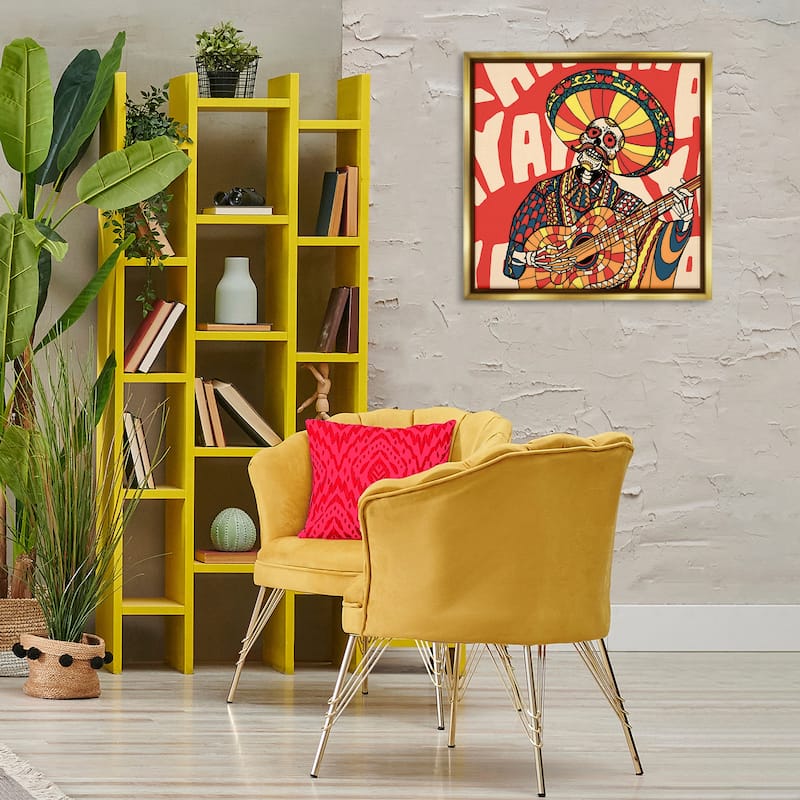 Stupell Day Of Dead Guitarist Skeleton Framed Floater Canvas Wall Art Design By Ali Gulec