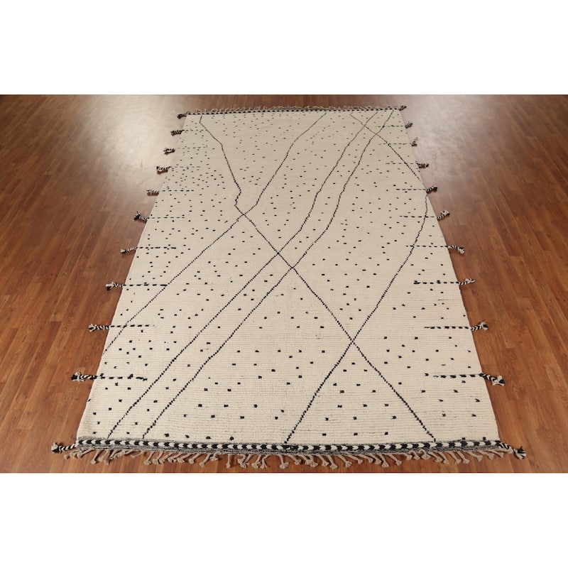Moroccan Oriental Area Rug Handmade Wool Carpet - 6'9"x 10'8"