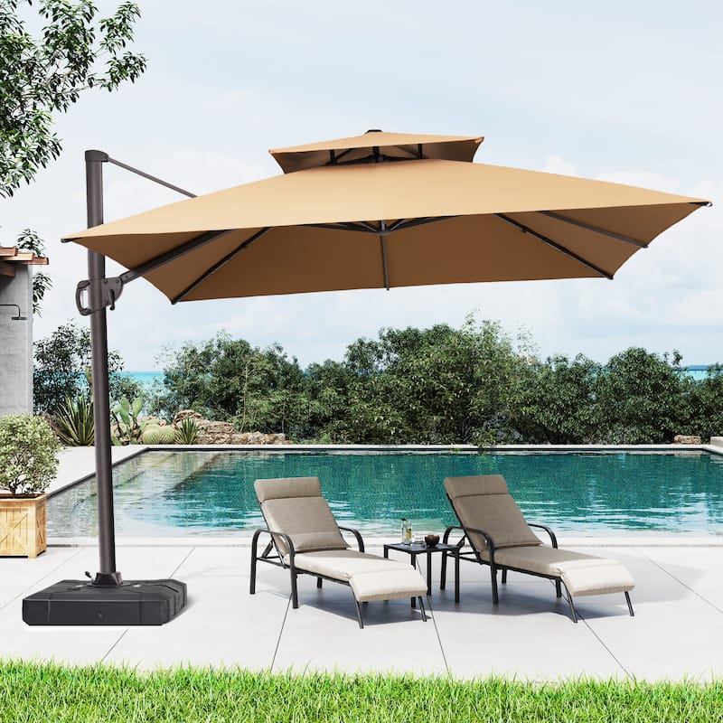 Pellebant Outdoor Patio Cantilever Offset Umbrella 11 ft Double Top