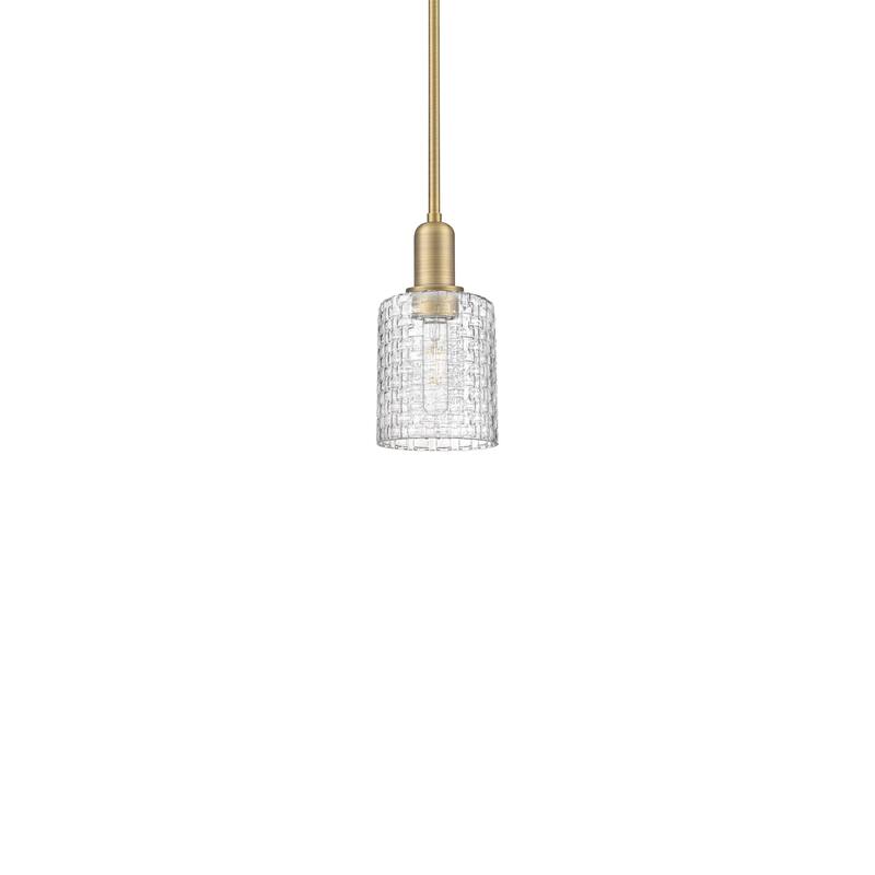 Innovations Lighting 716-1S-10-5 Cobbleskill Pendant Cobbleskill 5" - Brushed Brass / Clear Basket Weave