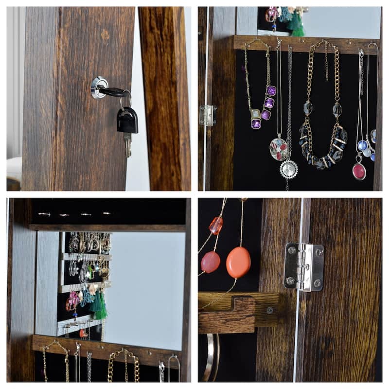 Full Length Mirror 360 Swivel Jewelry Cabinet