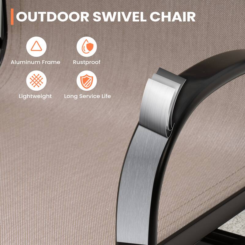 Pellebant 2/4-Piece Outdoor Indoor Patio Swivel Aluminum Bar Stools Sunbrella Textilene