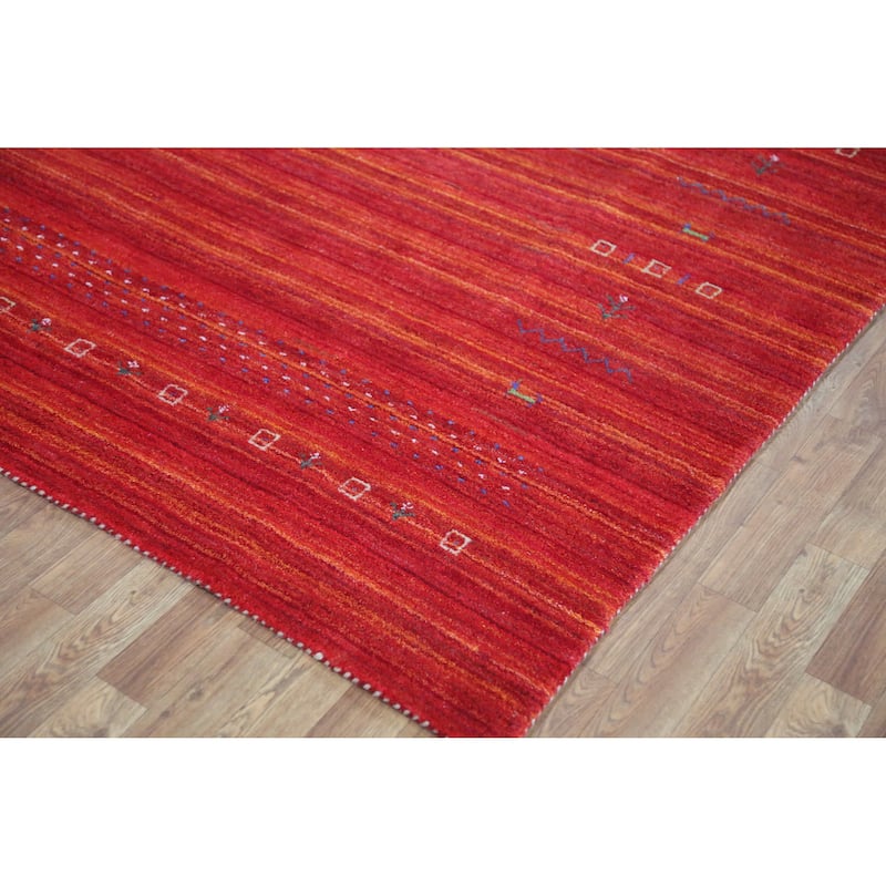 Tribal Gabbeh Indian Area Rug Hand-Knotted Modern Wool Carpet - 8'0" x 9'5"