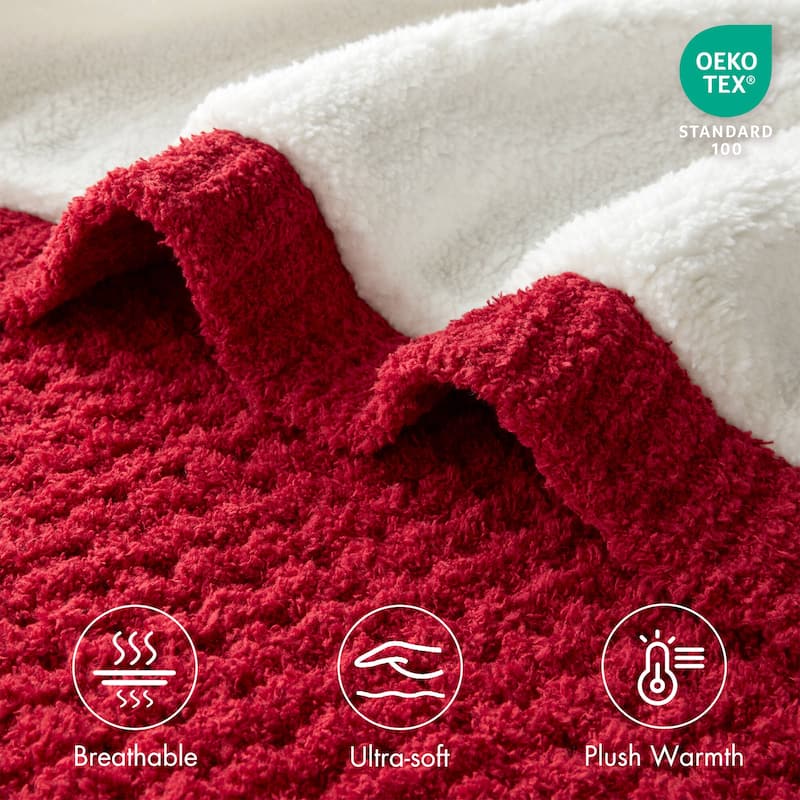 Madison Park Eden Waffle Knit Chenille Throw 50x60"