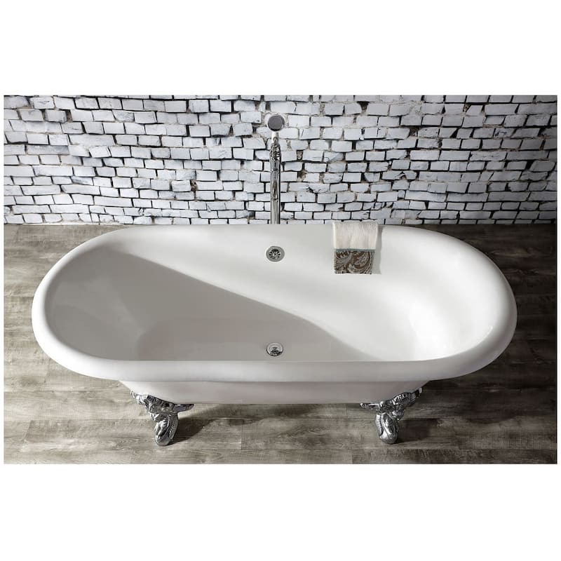 Kingston Brass Aqua Eden 72" Clawfoot Cast Iron Soaking Tub with