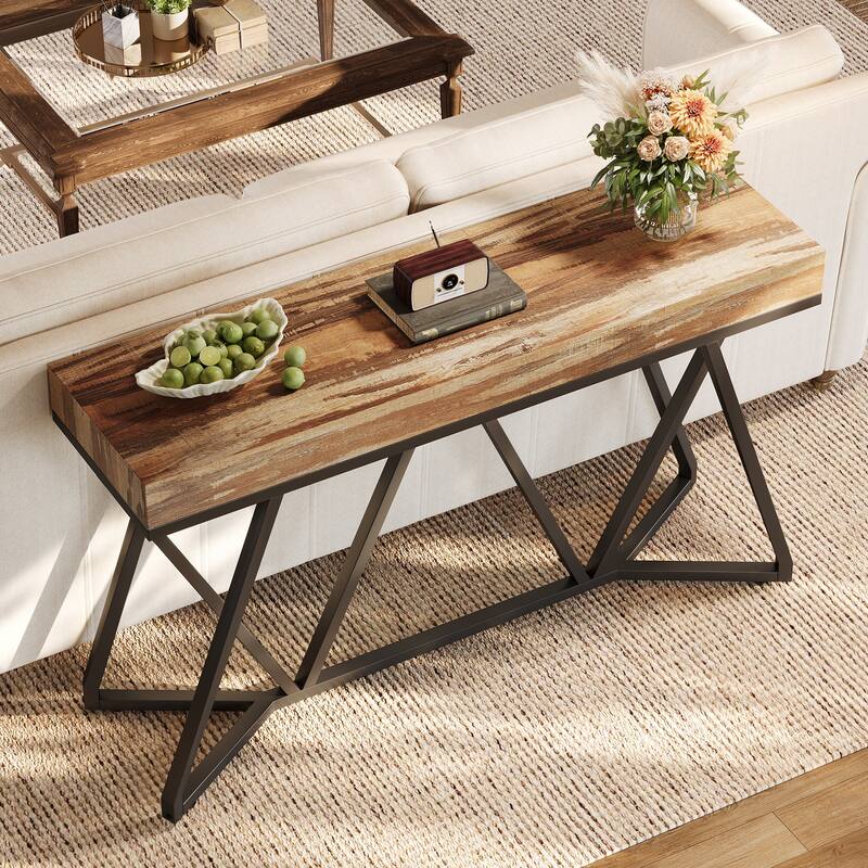 Rustic Console Table, 55 Inch Sofa Table Entryway Table