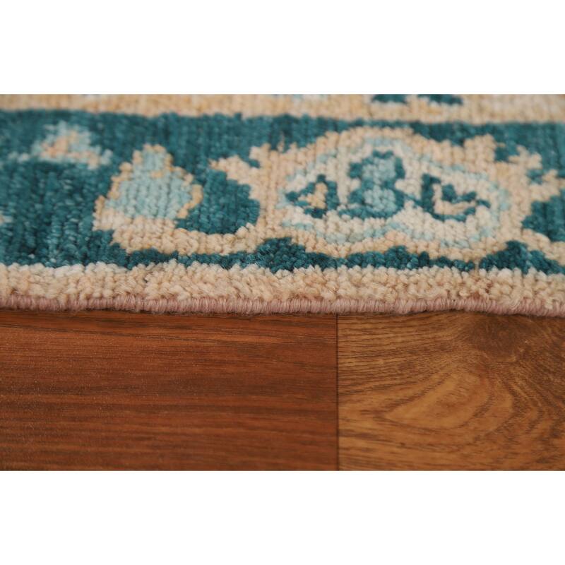 Hand Knotted Oriental 100% Wool Carpet Transitional Geometric Peach Oushak Area Rug - 2' 11'' X 2' 0''