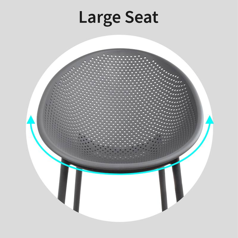 Set of 2 Modern Plastic Lounge Chair Plastic Legs with Polka Dots Spot Breathable for Patio Outdoor or Indoor Use