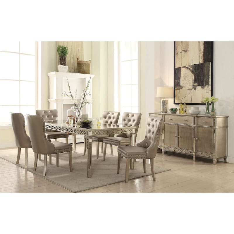 Extendable Rectangular Dining Table in Champagne Finish