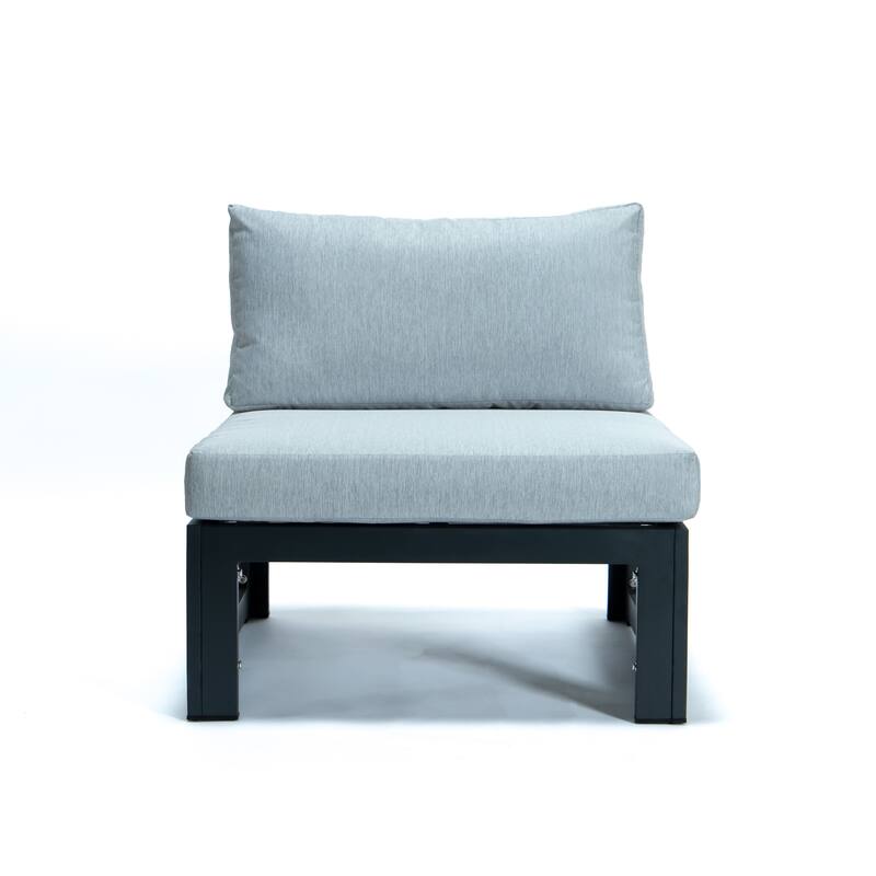 Chelsea Modern 5-Piece Aluminum Outdoor Patio Conversation Set with Coffee Table with Removable and Washable Cushion Covers