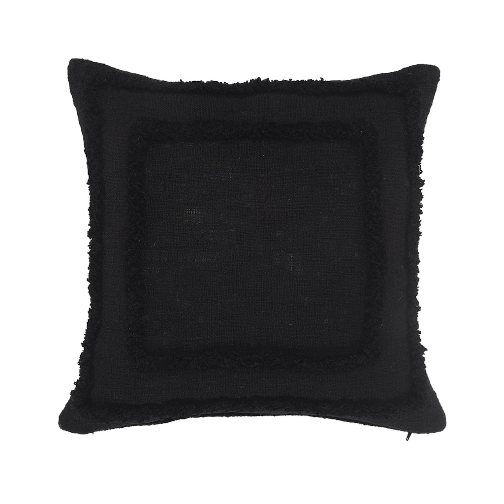 HomeRoots 20" X 20" Black 100% Cotton Geometric Zippered Pillow