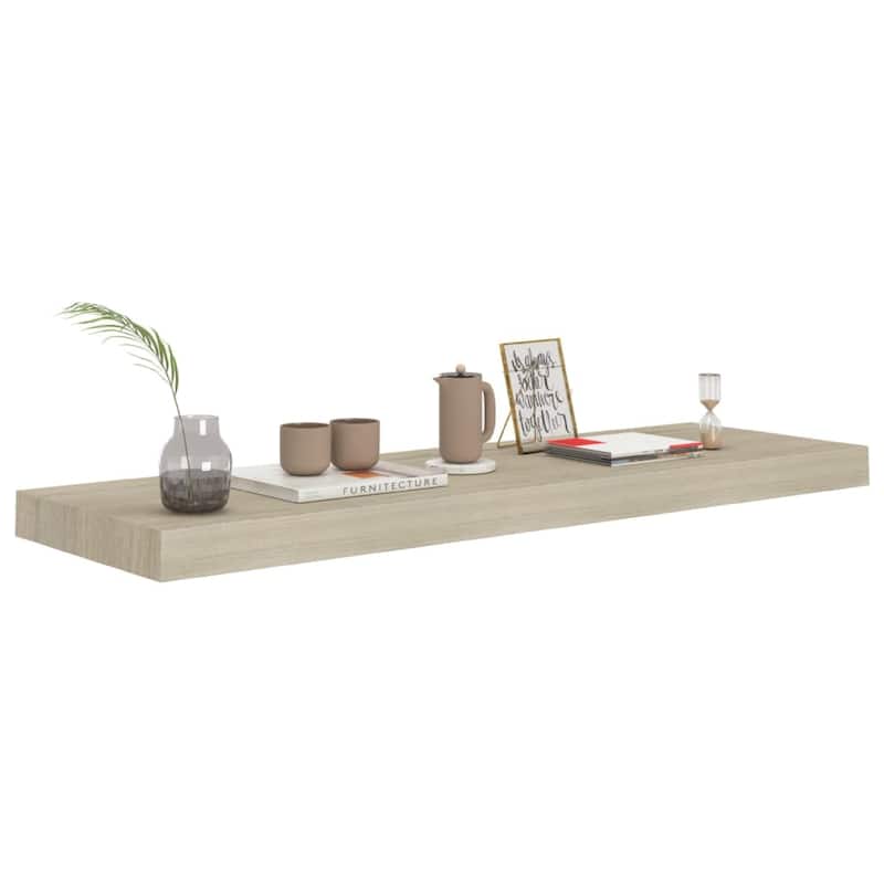 Zyno Wall Shelf, 32 Inch, Oak Brown MDF Body, Modern Design