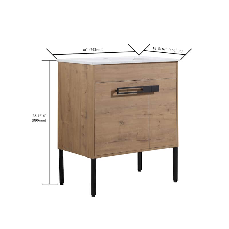Malwee 24"/30"/36" FreeStanding Bathroom Vanity, Floor Stand Bathroom Vanity with Ceramic Top,Soft Close Door