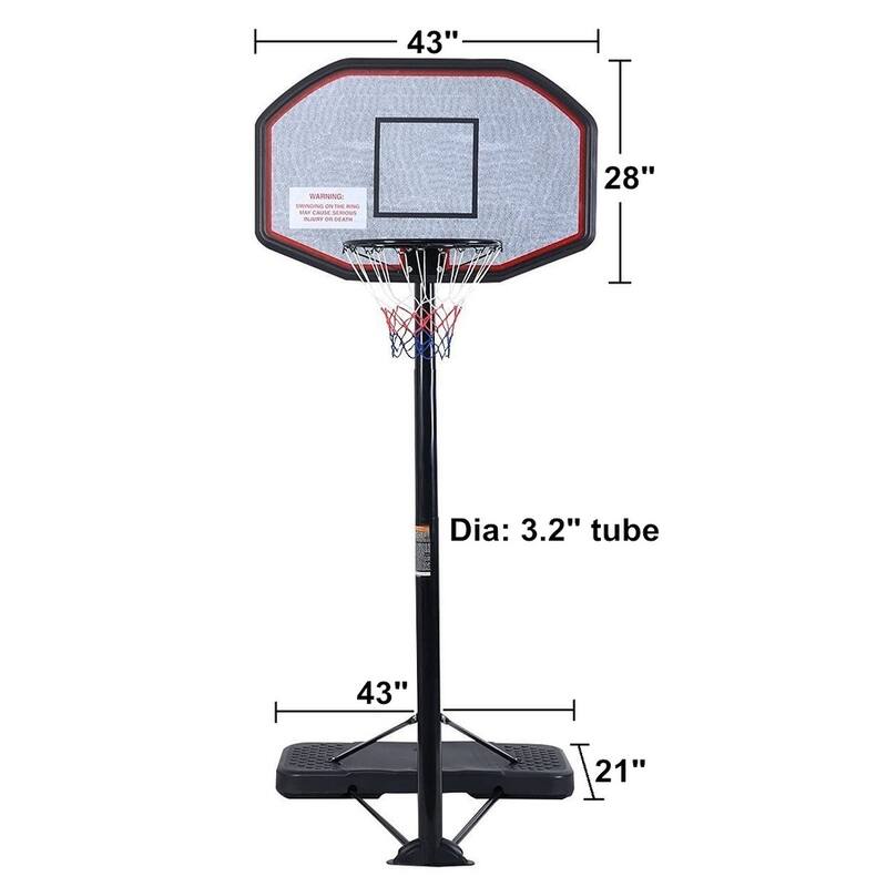 43" Gray Mix Basketball Hoop System Height Adjustable Basketball Hoop with Wheels