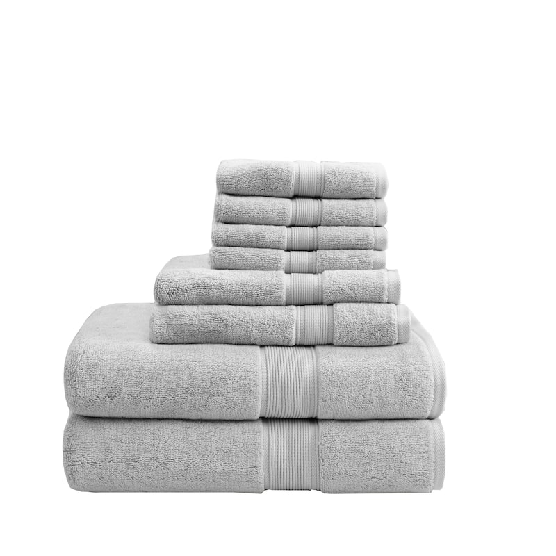 Madison Park Signature Cotton 8-piece Antimicrobial Towel Set - Silver
