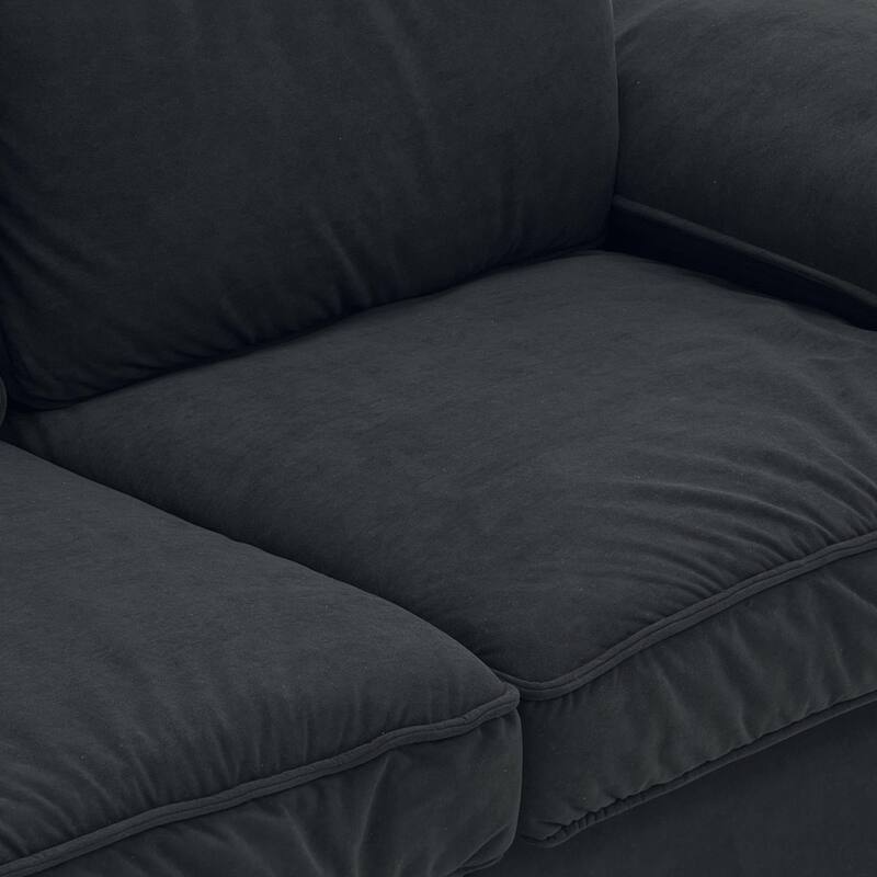 Roomfitters Modern Overstuffed Upholstered Sofa with Hidden Storage and Padded Arms, Comfy Loveseat for Small Space