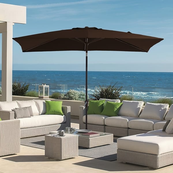 10ft steel market outdoor patio umbrella crank tilt push button Rectangular Patio Umbrella, 6.5', Crank & Push-Button Tilt - On Sale - Bed  Bath & Beyond
