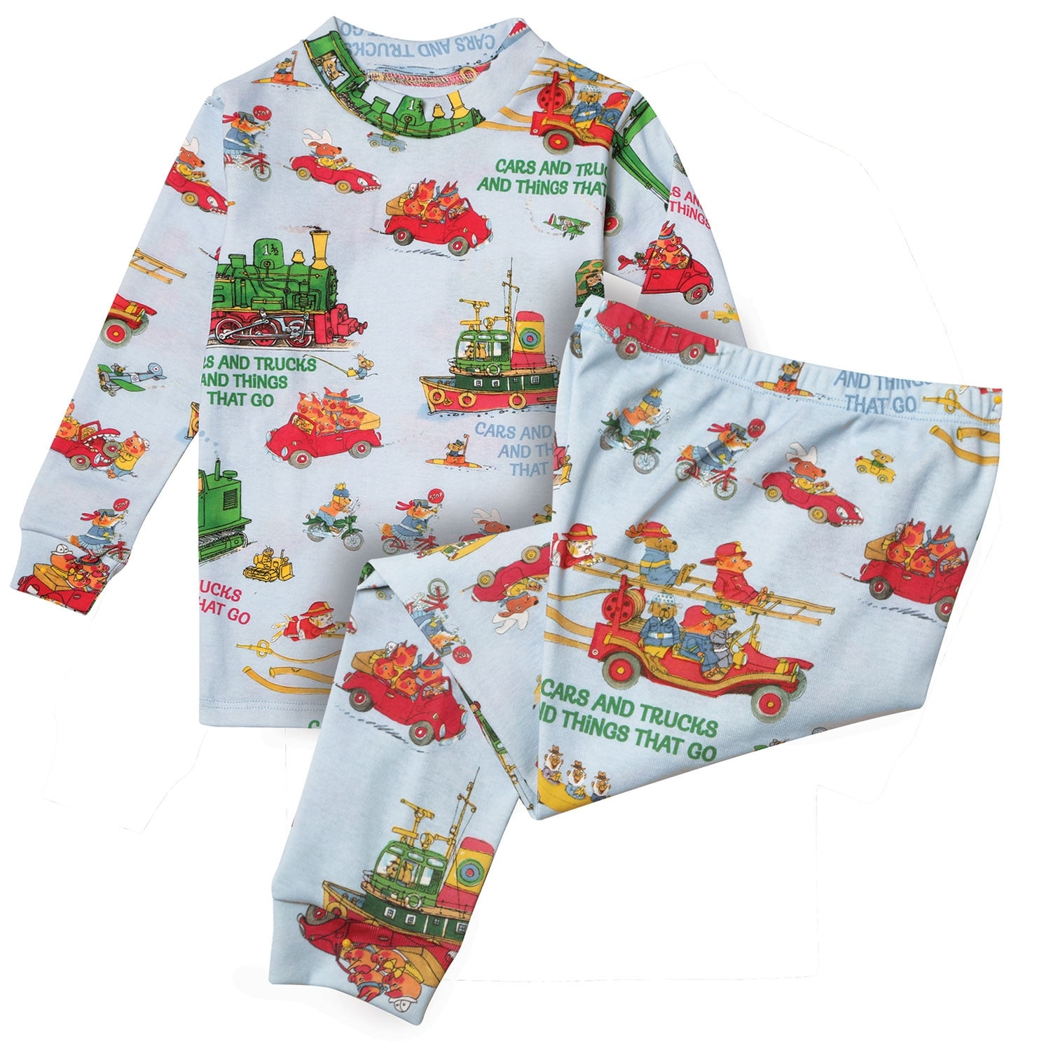 Shop Books To Bed Children S Richard Scarry S Cars Trucks Things That Go Pajamas Overstock 22817452