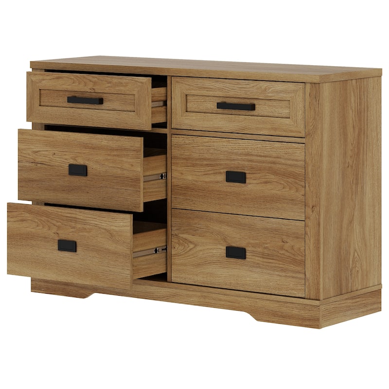 Wooden Dresser for Bedroom with 6 Drawers, 2 in 1 12 Drawer Farmhouse Storage Cabinet