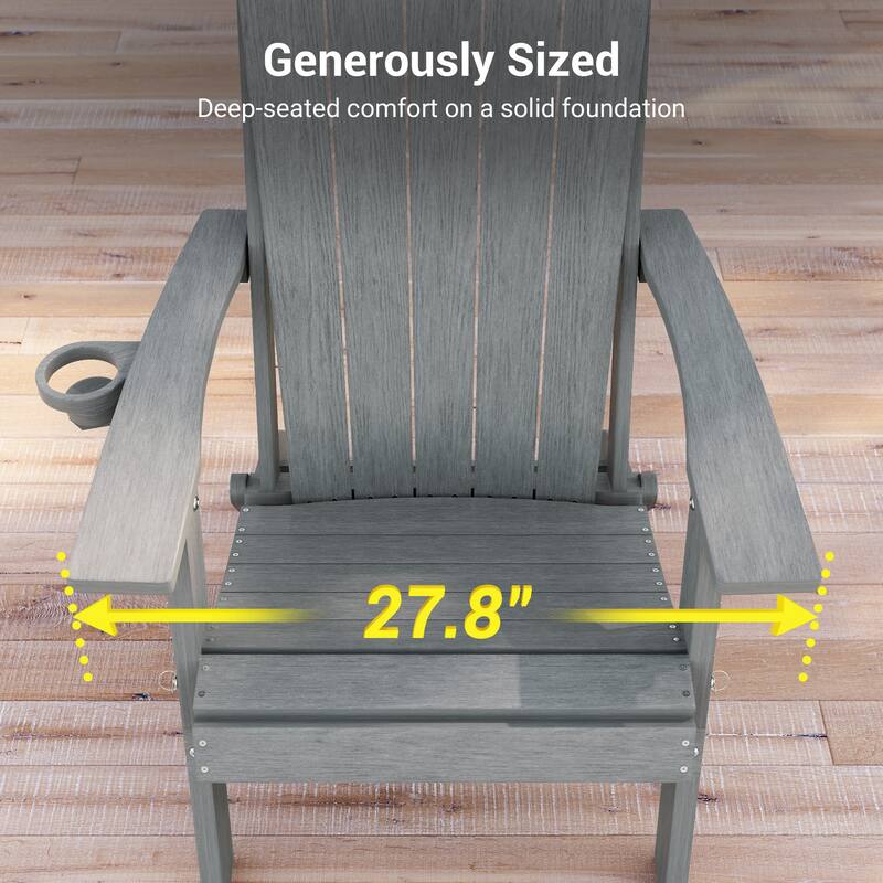 Foldable HDPE Adirondack Chair All-Weather W/ Cup Holder