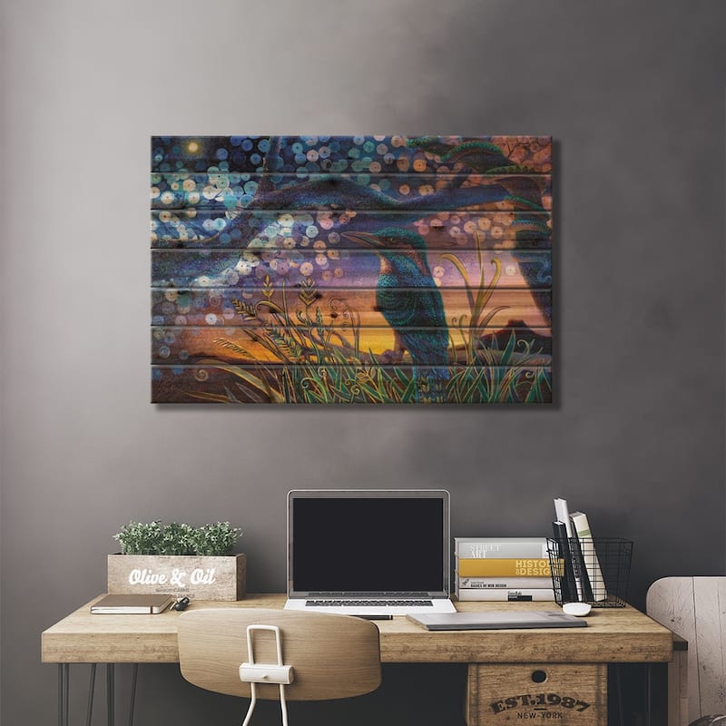 Kookabura Nightndayle Print On Wood by Iris Scott - Multi-Color