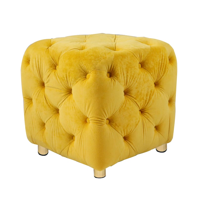 Velvet Upholstered Ottoman, Multi-Functional Dice-Shaped Foot Stool, Dressing Makeup Chair with Hidden Storage Compartment