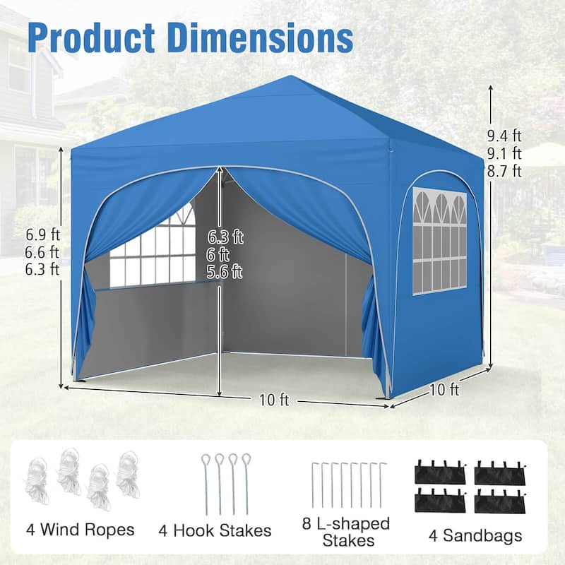 Costway 10 X 10 FT Pop up Canopy Tent Outdoor Easy Setup Sunshade with - See Details