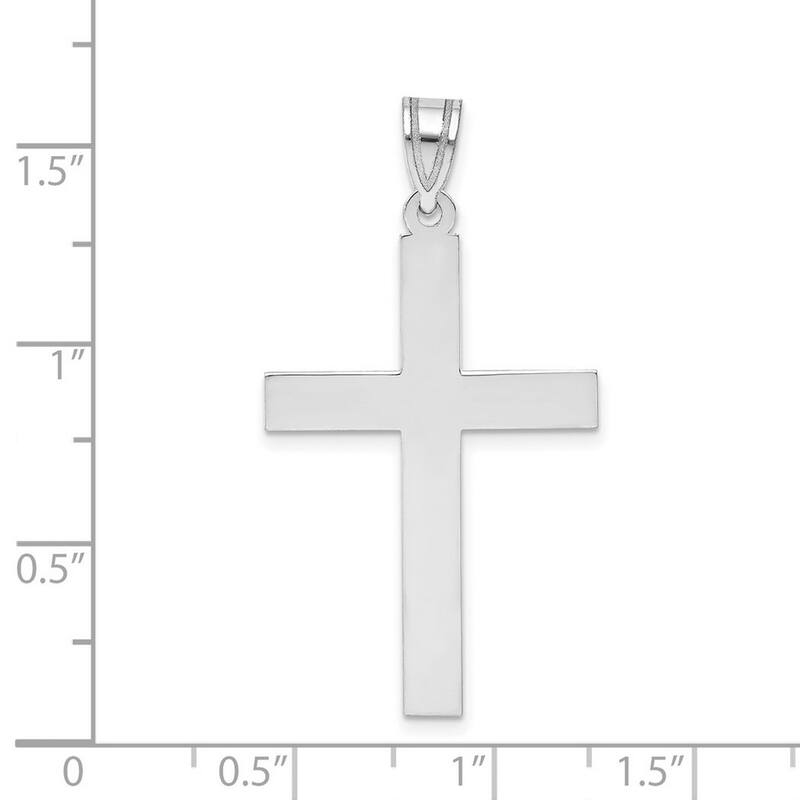 Curata 14k White Gold 18" Solid Engravable Simple Flat Cross Pendant Necklace - 20.8x39mm