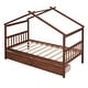 preview thumbnail 20 of 41, Twin Size Wooden House Bed with Drawers