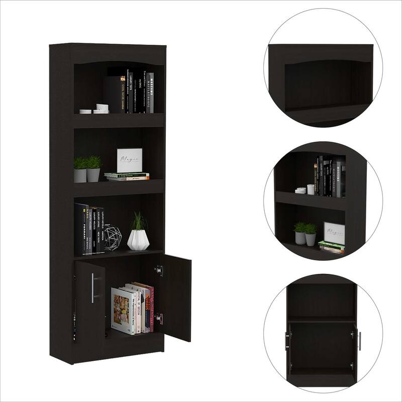 FM Furniture Durango Bookcase, Three Shelves, and Double Door Cabinet