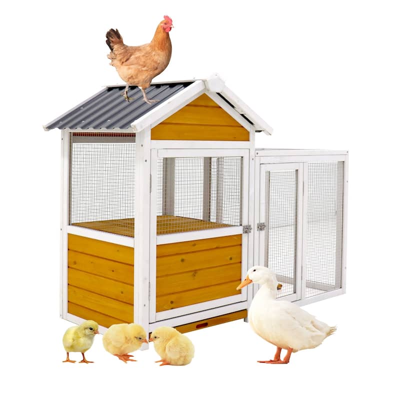 Large outdoor chicken coop chicken coop,duck coop with nest box, bird cage, rabbit cage,waterproof PVC board (gradient 80°) - Yellow Brown