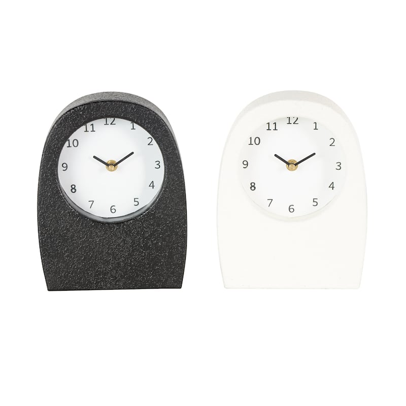 Wood Textured Clock with Gold Accents - Set of 2 Multi Colored - Roche River Decor - Multi Colored