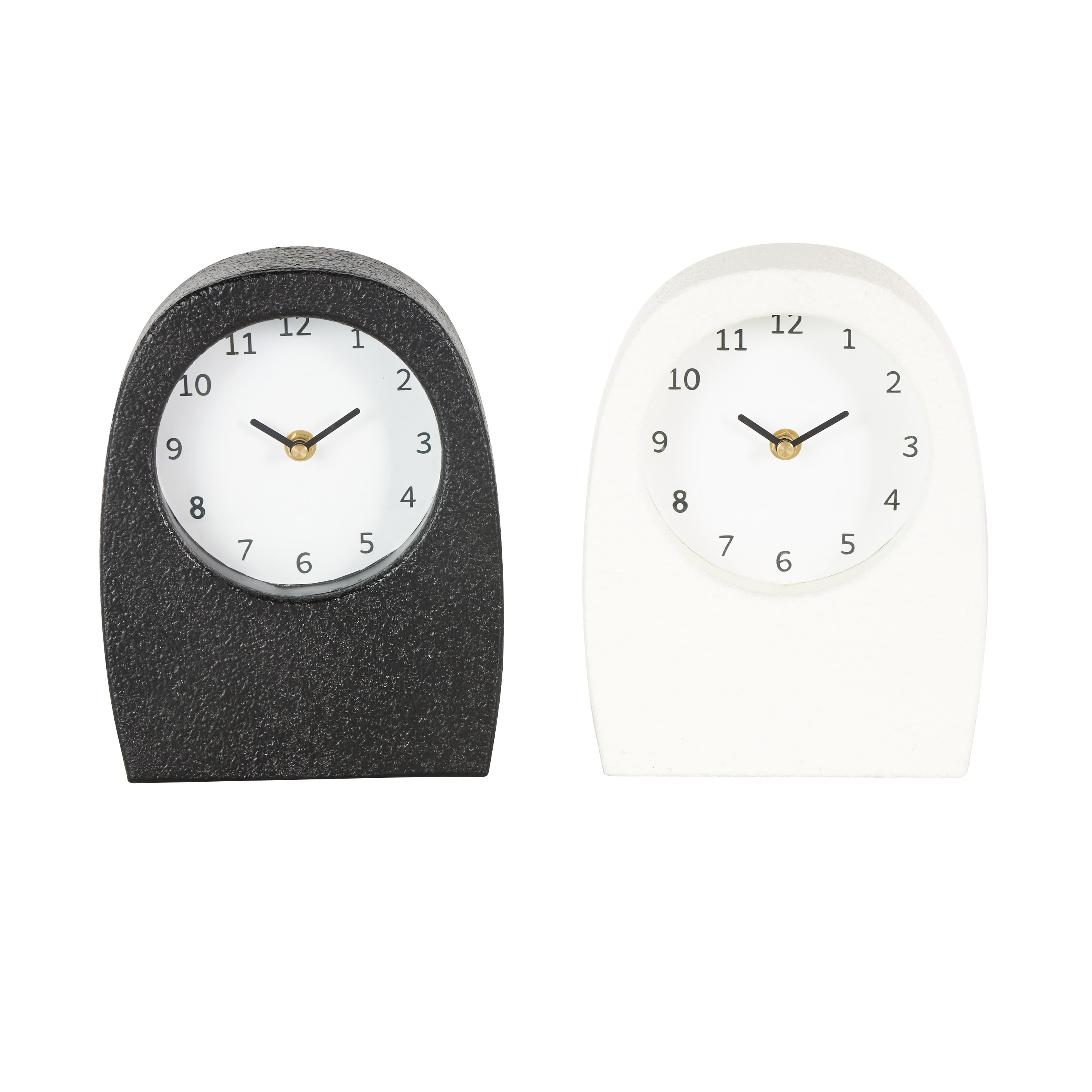 Wood Textured Clock with Gold Accents - Set of 2 Multi Colored - Roche River Decor
