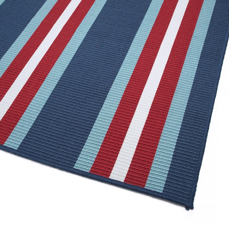 Voavah Blue Hand-Made Flatweave Indoor/Outdoor Area Rug