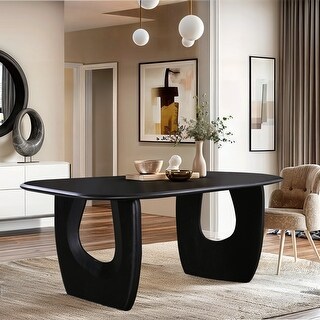 Azura Black Solid Wood Double Pedestal Dining Table Bed Bath