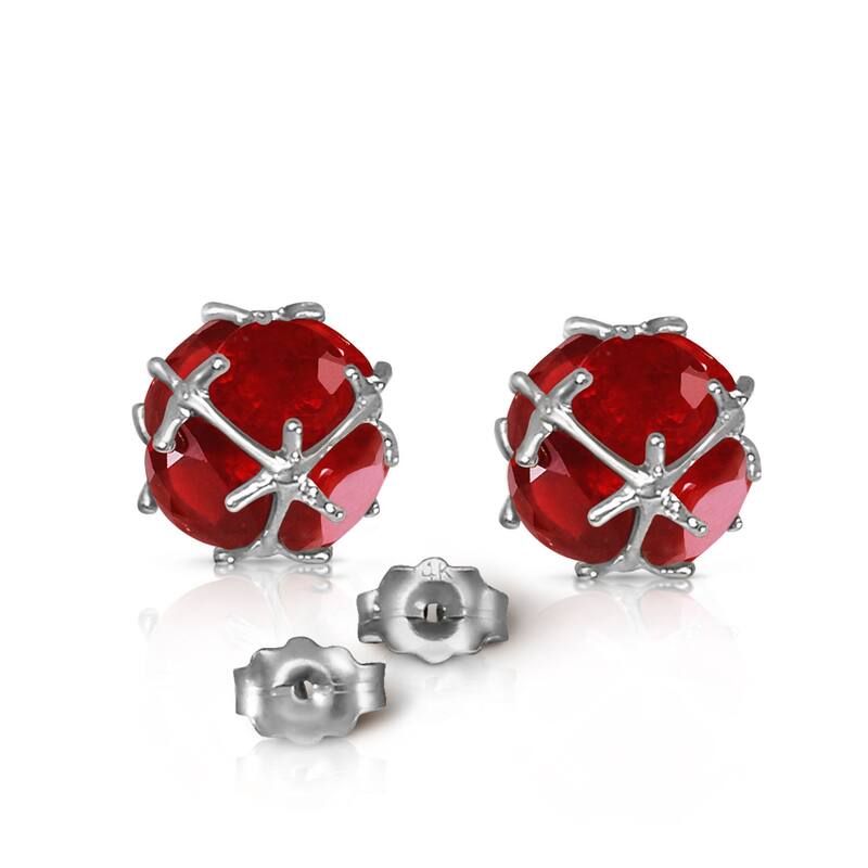 14K Solid Gold Stud Elegant Gemstone Earrings Natural Ruby Certified