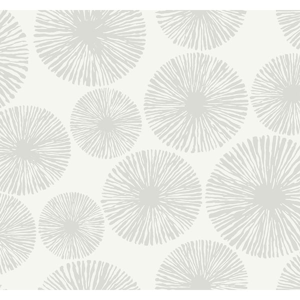 slide 2 of 7, Seabrook Designs Yvette Sunburst Unpasted Wallpaper 27 in. W x 27 ft. L - Smoke & Ivory