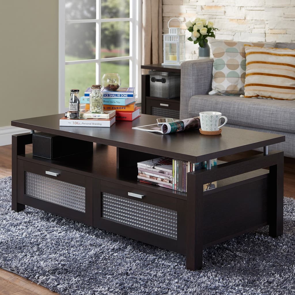 DH BASIC Modern Espresso 48-Inch Storage Coffee Table by Denhour